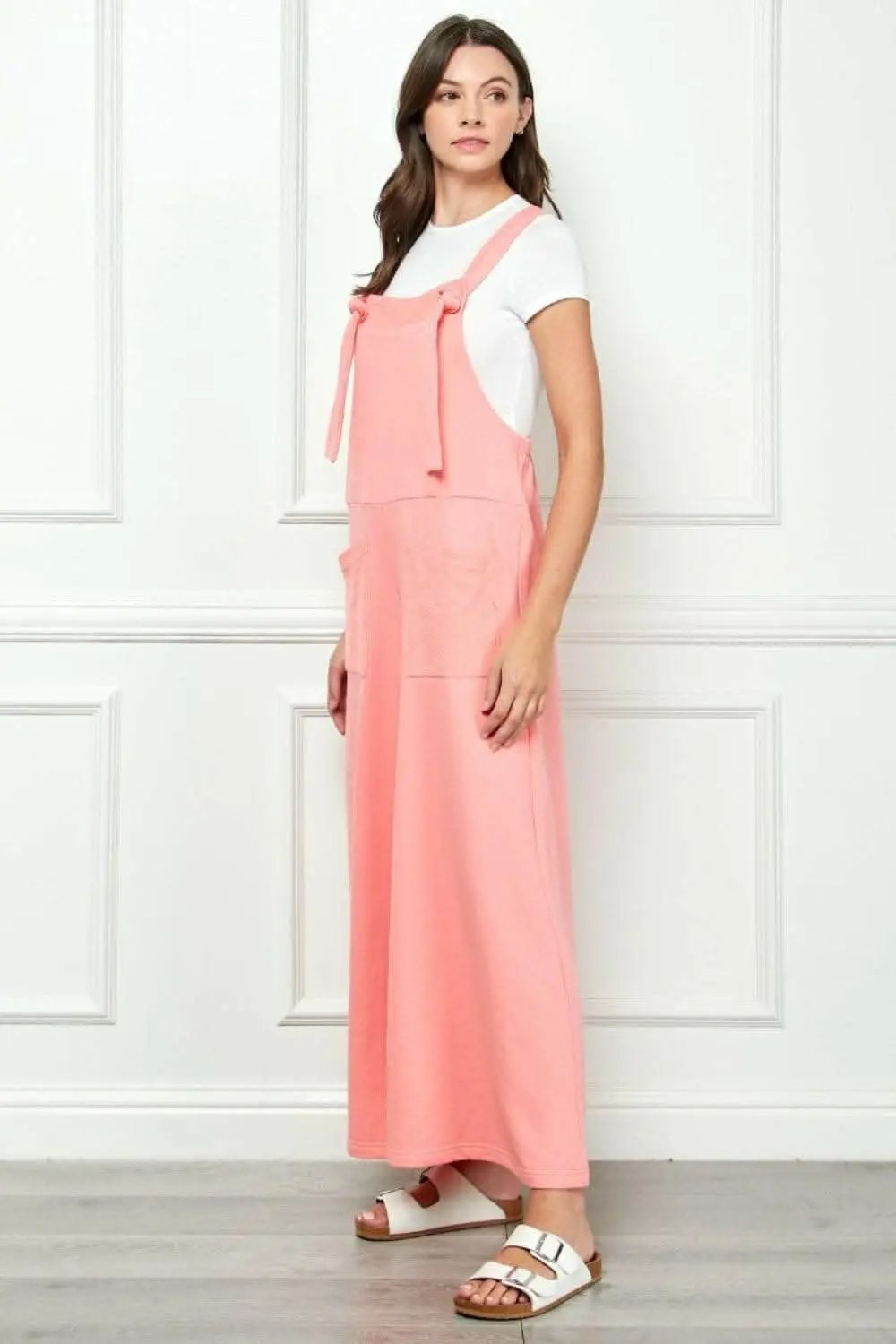 Veveret Wide Strap French Terry Overalls - Love Salve